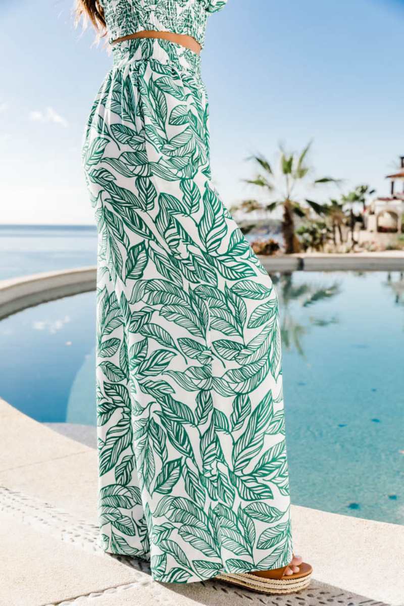 Boho Bloemen Twee-delige Broekset In Turquoise