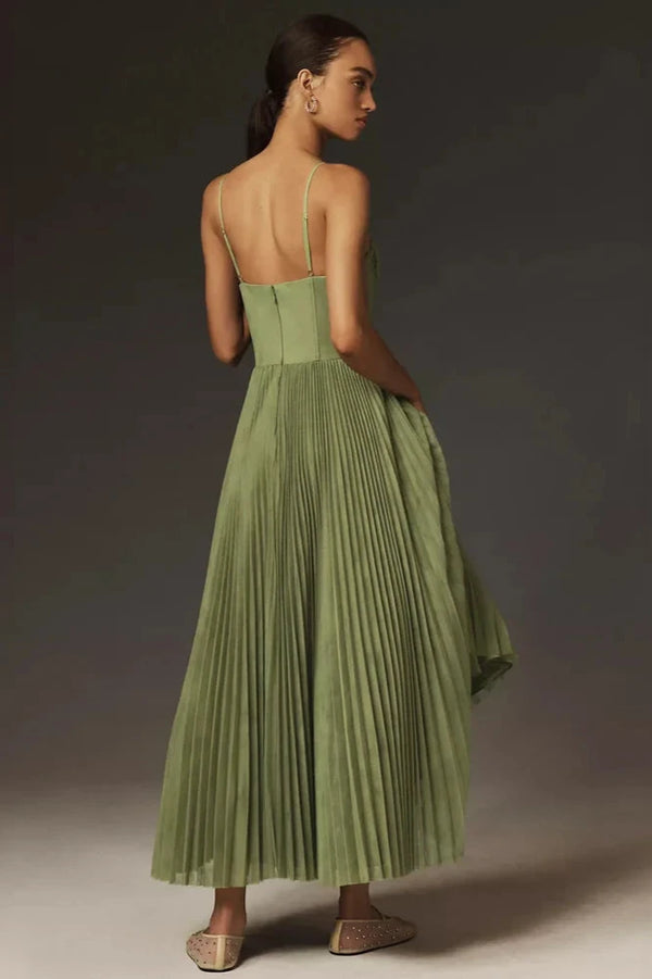 Valeria Pleated Corset Midi Dress