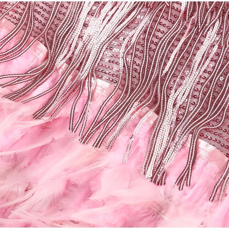 Glamour Noire – Crystal Feather Party Dress