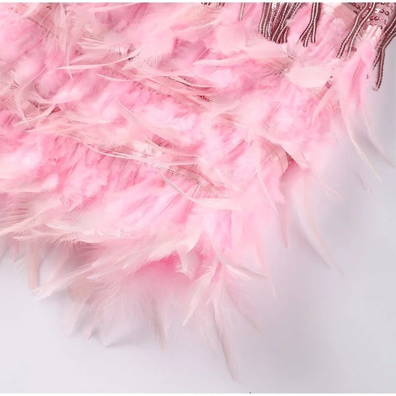 Glamour Noire – Crystal Feather Party Dress