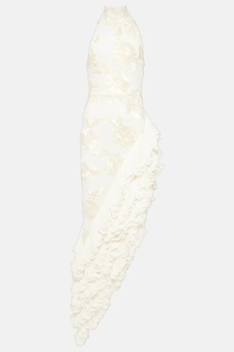Maxikjole med blomsterapplikation