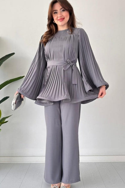 Geplooide flare tops broek set
