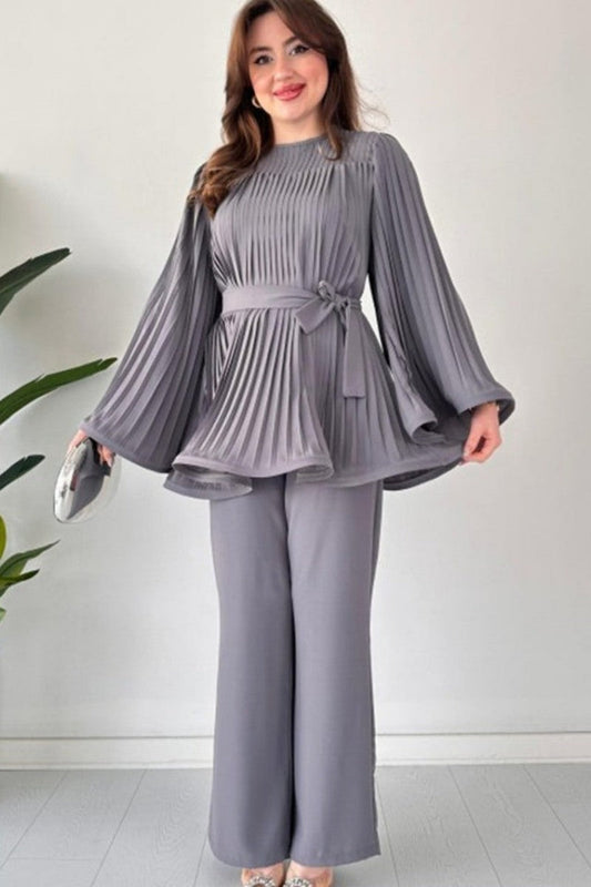 Geplooide flare tops broek set