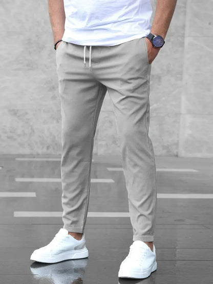 Slim Fit Trousers With Drawstring Waist