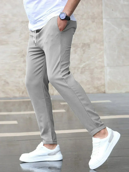 Slim Fit Trousers With Drawstring Waist