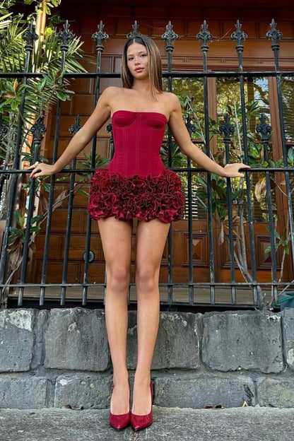 off-shoulder mini-jurk met veters