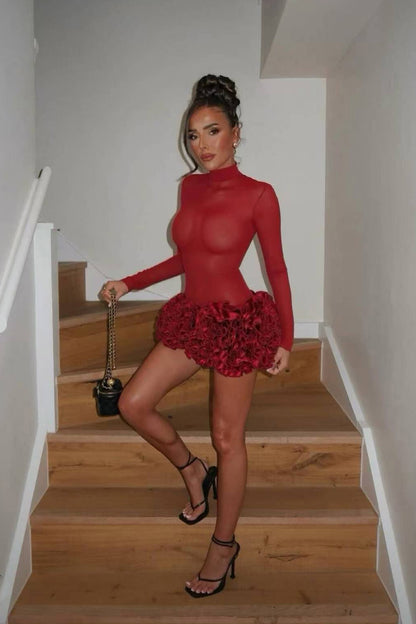 off-shoulder mini-jurk met veters