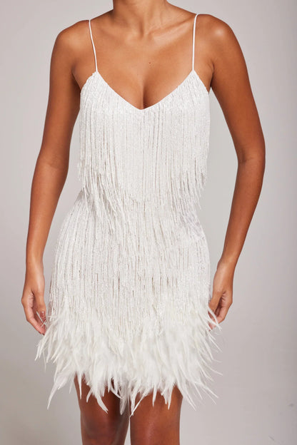 Glamour Noire – Crystal Feather Party Dress