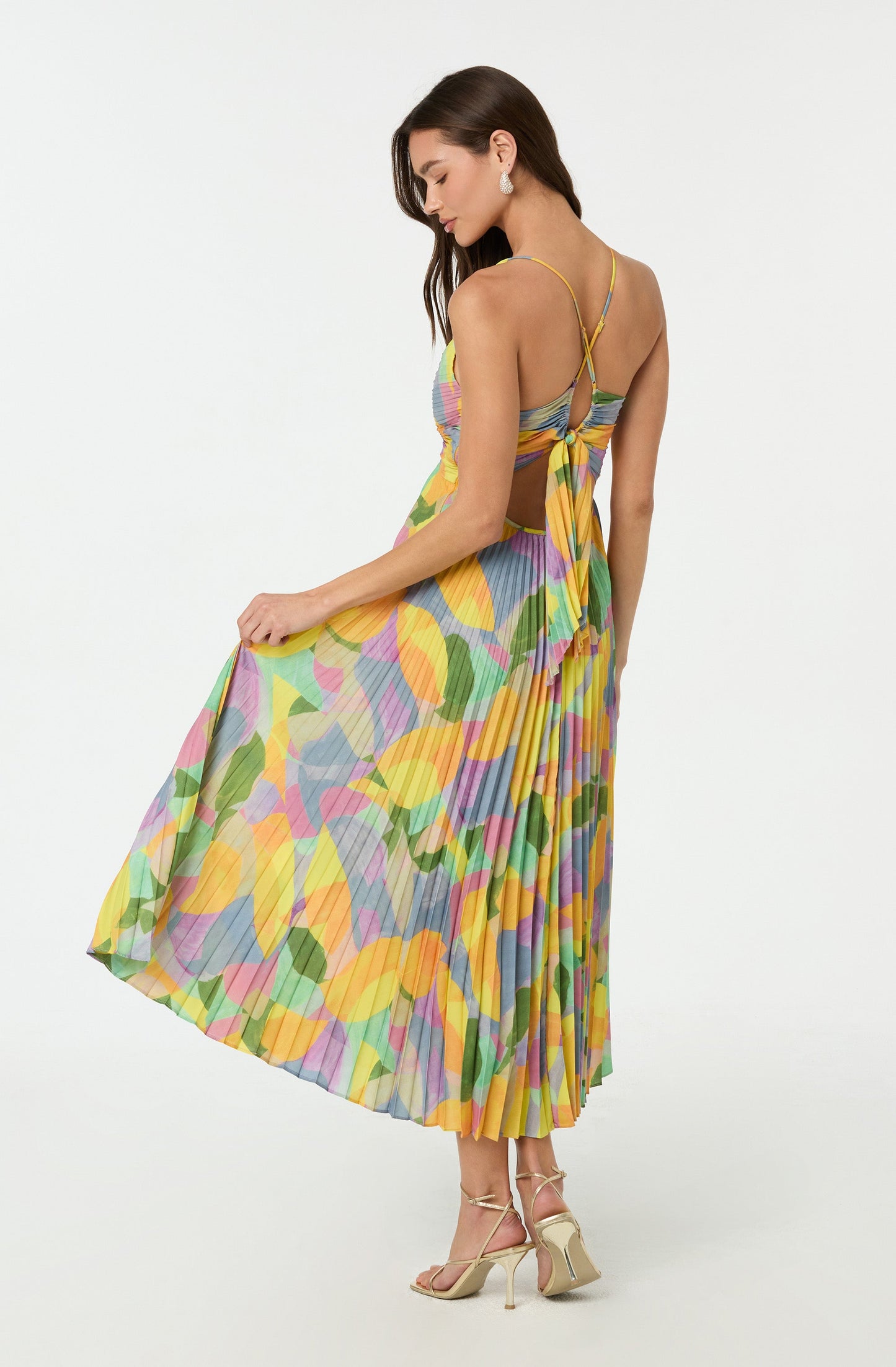 Plissé maxi dress with floral print