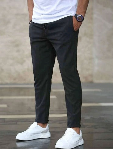 Slim Fit Trousers With Drawstring Waist
