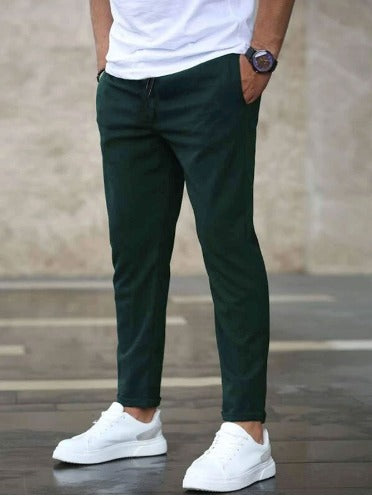 Slim Fit Trousers With Drawstring Waist