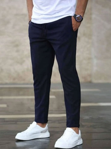 Slim Fit Trousers With Drawstring Waist