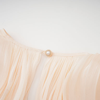 Eugénie fully-pleated ruffled mini dress in Neutrals