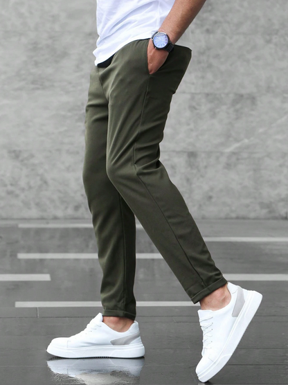 Slim Fit Trousers With Drawstring Waist