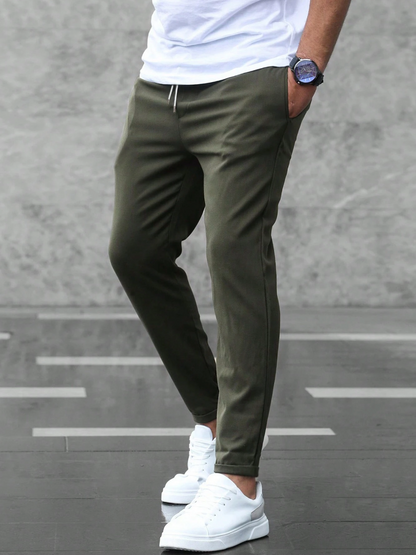 Slim Fit Trousers With Drawstring Waist