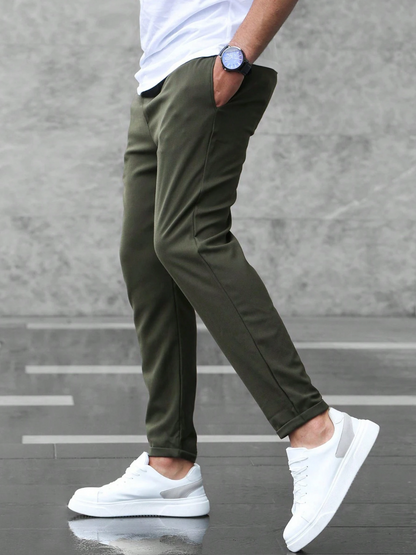 Slim Fit Trousers With Drawstring Waist