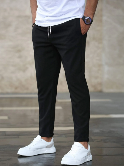Slim Fit Trousers With Drawstring Waist