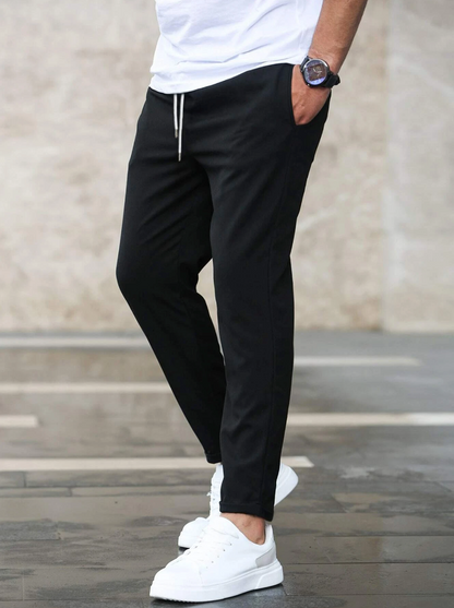 Slim Fit Trousers With Drawstring Waist