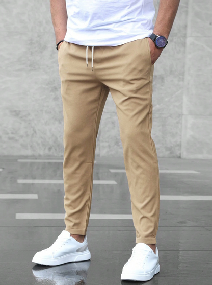 Slim Fit Trousers With Drawstring Waist