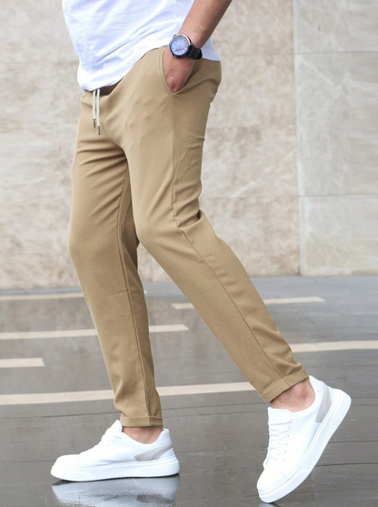 Slim Fit Trousers With Drawstring Waist