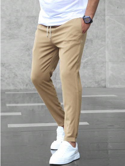 Slim Fit Trousers With Drawstring Waist