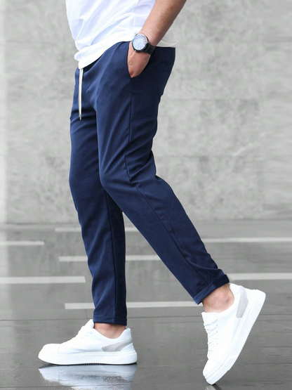 Slim Fit Trousers With Drawstring Waist