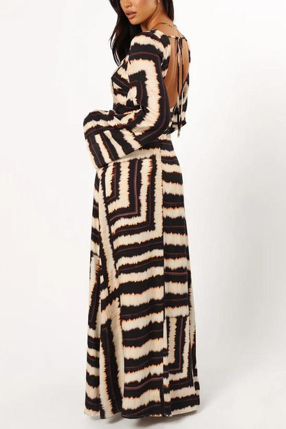 Noria Print Tortoiseshell Ring Maxi Dress