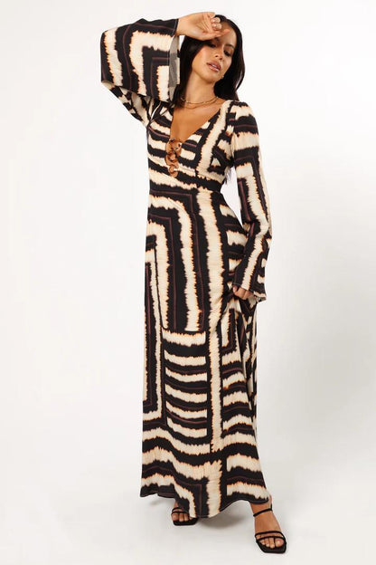 Noria Print Tortoiseshell Ring Maxi Dress
