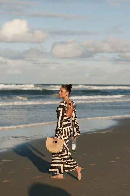 Noria Print Tortoiseshell Ring Maxi Dress
