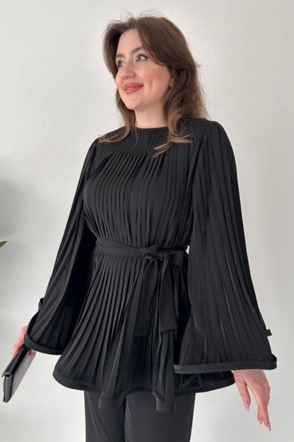 Geplooide flare tops broek set